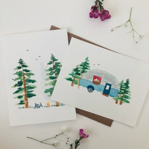 Leuke camperkaartenset Vintage blauwblauwgroen camper Camperkaart Campingkaart Tentkaart Outdooravonturenkaart Natuurkaartenset Leuke kaartenset