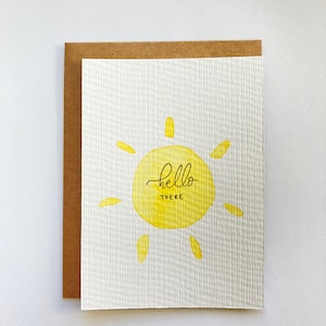 Carte Hello Sunshine Carte Bonjour là-bas Carte intemporelle Carte bien pensée Carte pour ami Carte aquarelle faite main Carte bonjour Carte vierge Carte douce