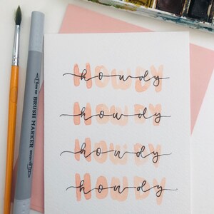 Howdy Karte Hallo Karte süße Texas Grußkarte südländische Karte Kuhgirl Cowboy Karte Aquarell Karte für Texaner Howdy handgemachte Karte