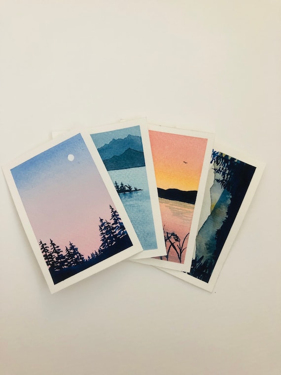 Small Watercolor Painting Handmade Painting Landscape Watercolor