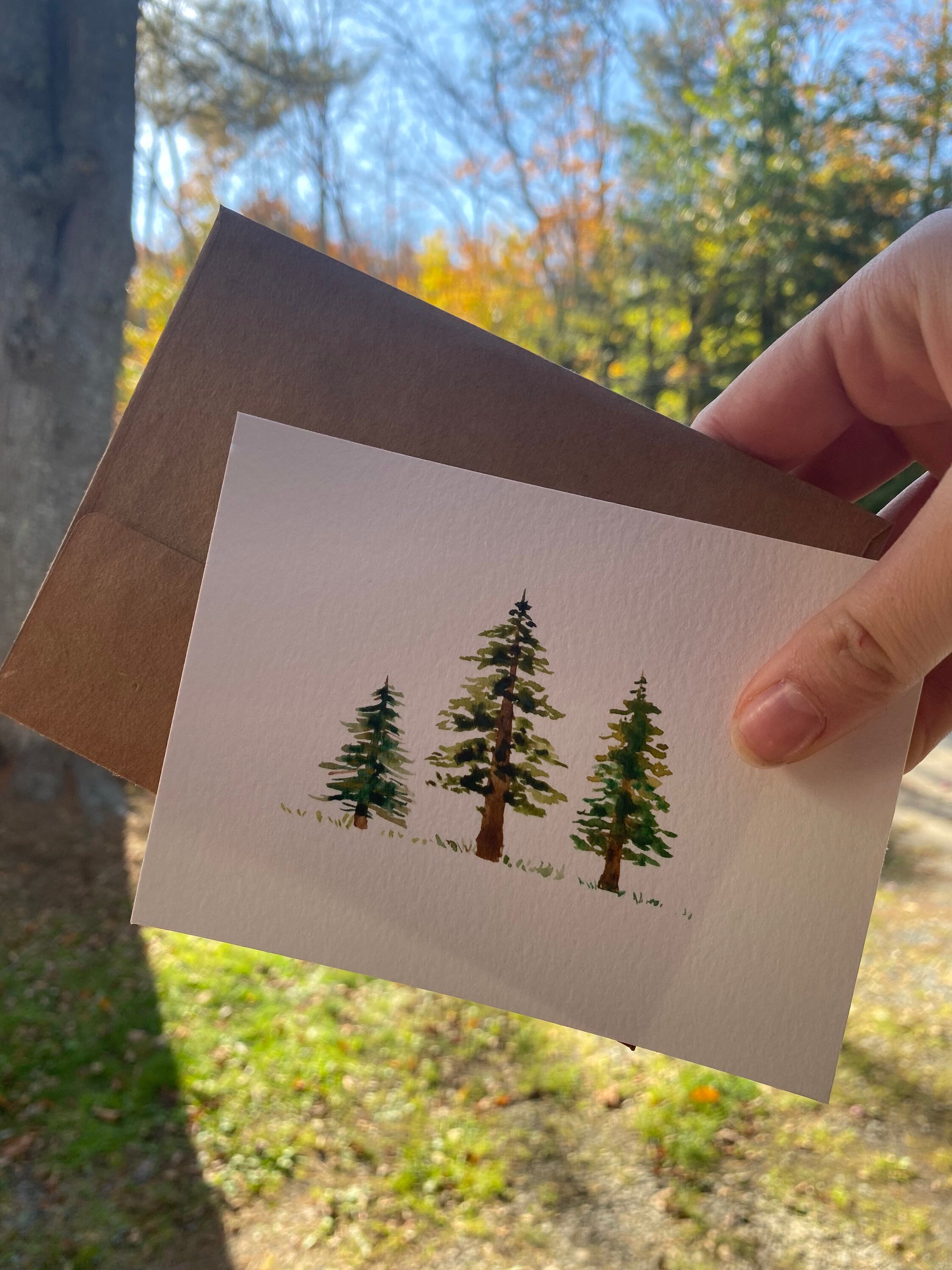 Handmade Watercolor Pine Tree Card Set: Adirondack Landscape - Etsy
