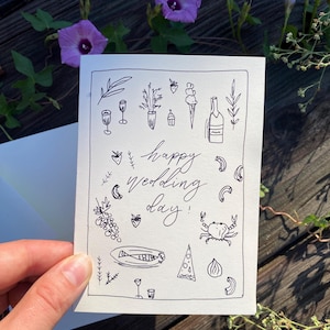 Cartão de Feliz Dia do Casamento/Cartão de Casamento a Tinta para a Noiva e o Noivo