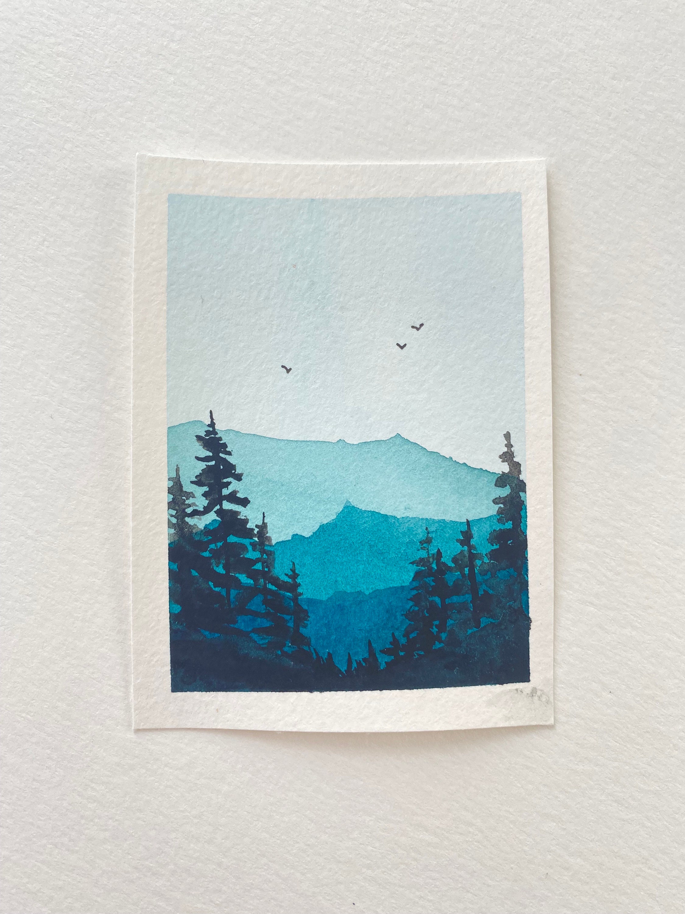 小さな水彩画 ミニ風景画 額入り水彩画 - Etsy 日本
