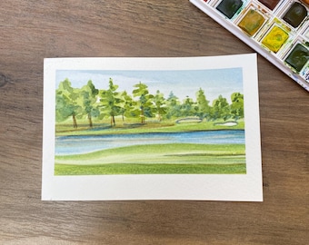 Peinture de paysage personnalisée à l'aquarelle : photo souvenir peinte à la main