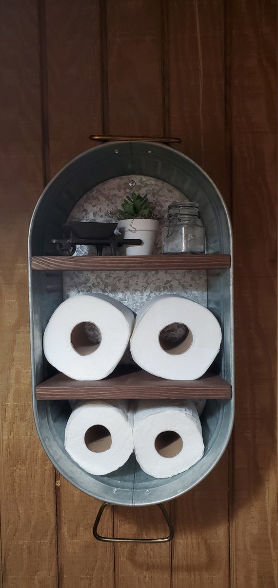 Rustic galvanized tub shelf Etsy