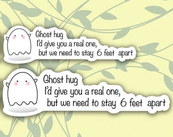Ghost Hug Sticker, the cute spooky coronavirus covid-19 edition! Send hug messages to your loved ones while social distancing this halloween