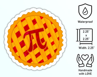 Pie Pi waterproof Sticker -- Great Pi day gift for math teachers, those who love mathematics, or anyone who loves pi (and pies)!