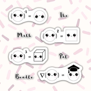 Cute funny math sticker set the math pal edition! - great gift for math enthusiasts and teachers or students // inverse, square, cube, grad