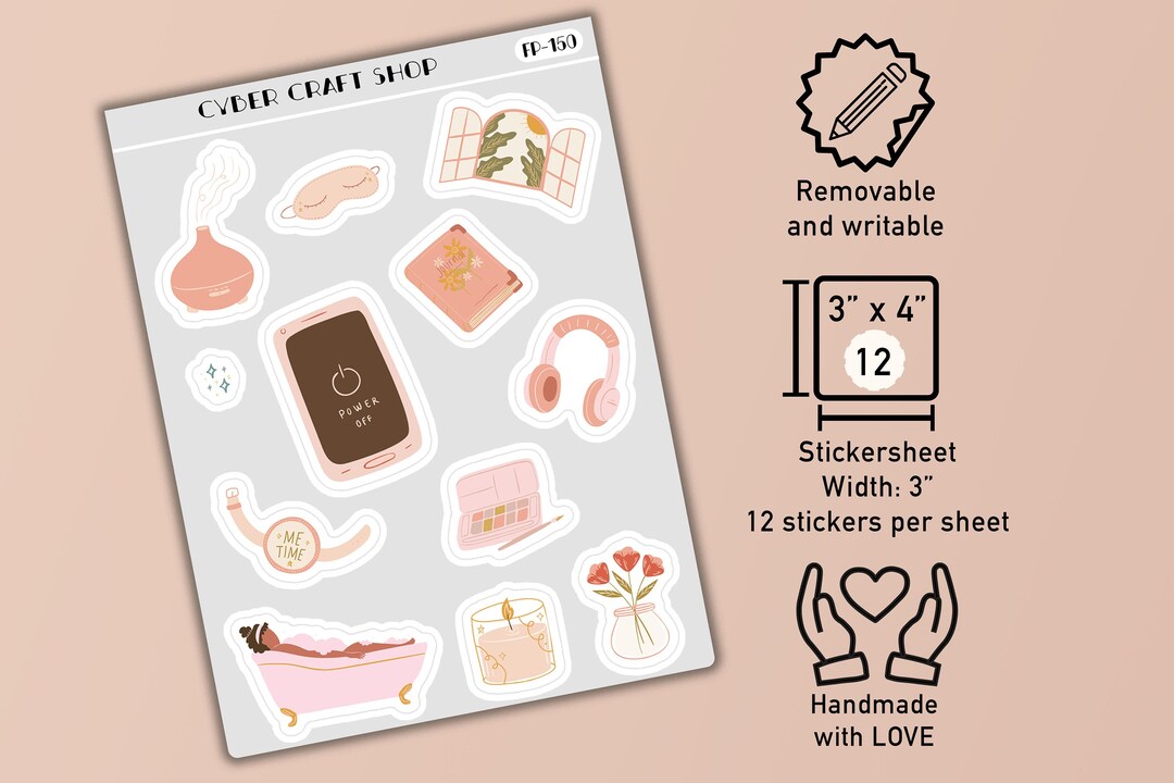 Self Care Sticker Kit -- Perfect Small Bullet Journal and Planner ...
