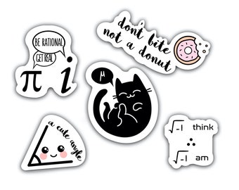 Cute funny math sticker set - great gift for math enthusiasts and teachers and college students || waterproof