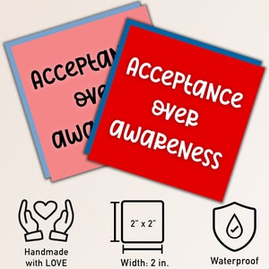 Acceptance over Awareness -- waterproof sticker, actually autistic, autism advocacy, light it up red not blue, autism is not a puzzle