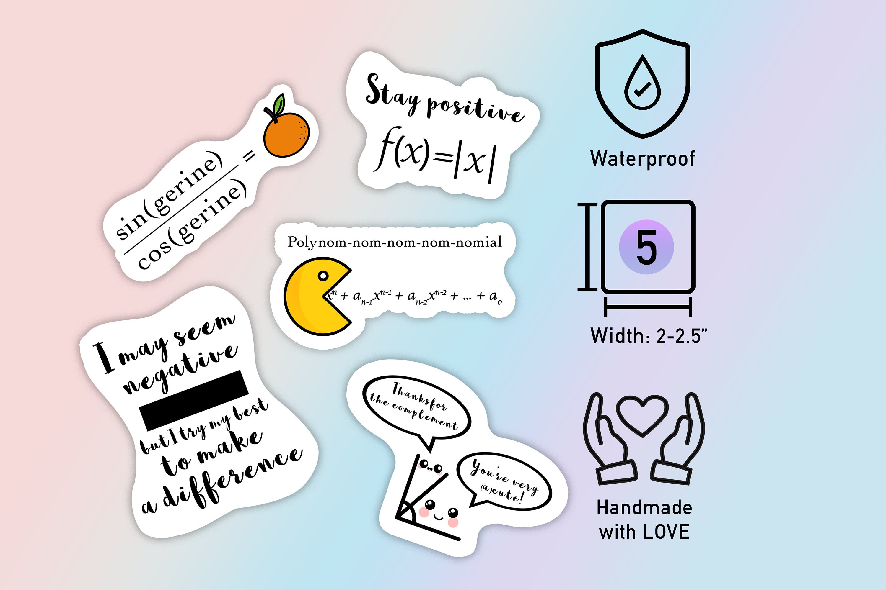 Complement Angle - Funny Math Waterproof Sticker About Trigonometry ...