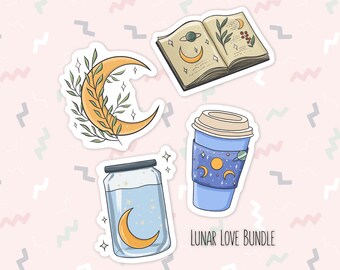 Lunar Love Sticker Set -- A great water proof/ water resistant  sticker set for those who love to explore the moon and the night sky