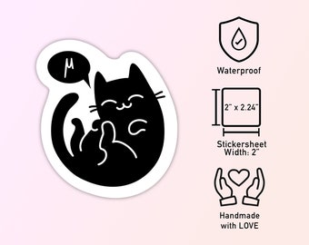 Mu cat -- waterproof funny math pun sticker perfect for math teachers, math majors, and anyone passionate about math or physics and cats!