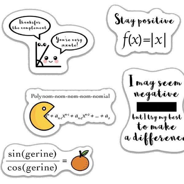 Cute funny math sticker -- version 2 || with waterproof and water-resistant options