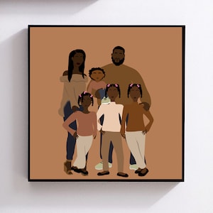Black Family Portrait | Black Family art | Black Digital Art | Black Printable Art | Black Art | Father&#39;s Day | Mother&#39;s Day | Black Art