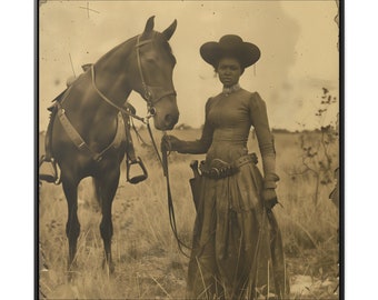 DIGITAL DOWNLOAD Black Cowgirl IV, Black Cowgirl Art, Black American Western Art, Black American Cowboy Art, Black Cowboy Decor