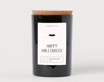 Editable HALLOWEEN Candle Label Template, SPOOKY Candle Label Design, Minimalist Editable Candle Label, Personalized candle custom labels