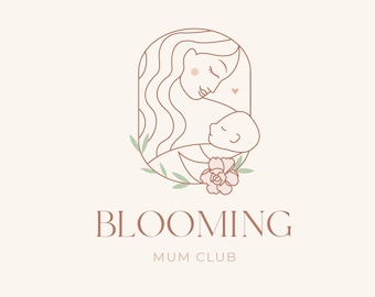Premade Motherhood Logo Design, Newborn Photography Logo, Mother and Baby logo, Breastfeeding logo, Pastel Pregnancy logo, Maternity Shop
