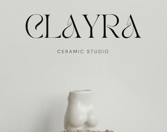 Premade Only Text Logo, Modern Custom Logo Design, Minimalist Branding Kit, Handmade Ceramic Dishes, Logo for Pottery Shop, Brand package
