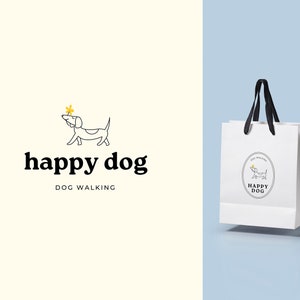 Dachshund Premade logo design, Dog with flower, Dog Groomer Logo, Dog Walking Logo, Pet Care Grooming Logo, Pet Accessories Logo