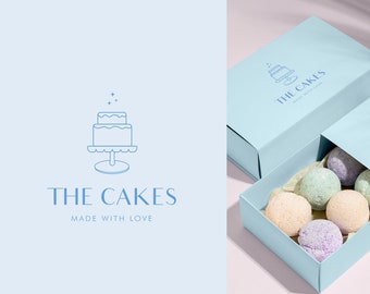 Premade Bakery Logo Design, Pastel Cakery Branding Kit, Simple Cake logo, Modern Cake Making Logo, Editable Baking Logo, Handmade Cake Shop