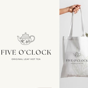 Premade Teapot logo design, Flower Teapot Drawing, Tea Room Logo, Tea house logo, Tea Shop Logo, Tea Leaves Logo, Cafe Logo, Hot Tea Logo