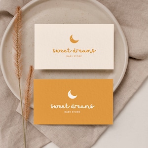 Premade Moon Logo Design, Patel Kids Boutique logo, Minimalistic Kids Clothing Logo, Logo for Kids Store, Custom Children&#39;s logo, Baby Logo