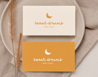 Premade Pastel Moon Logo Design, Kids Boutique (Digital)