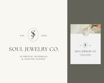 Premade Initial Logo Design, Modern Oval Candle Logo, Elegant Interior Studio Logo, Clothing Brand Logo, Feminine Jewelry logo, Branding Kit
