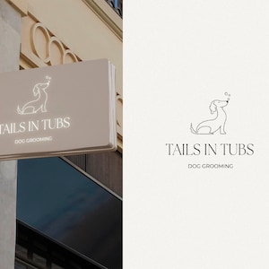Création de logo teckel tout prêt, Logo de toiletteur moderne, Image de marque pour le toilettage de soins pour animaux de compagnie, Logo d'accessoires pour animaux de compagnie, Animalerie personnalisée, Promeneur de chien modifiable