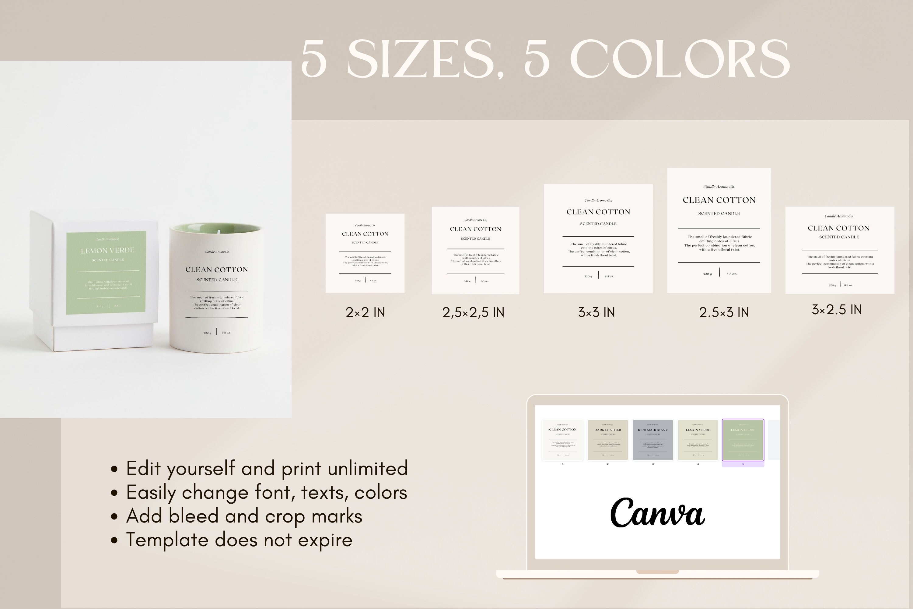 Premade Modern Minimalist Label Design, Homemade Candle Product ...