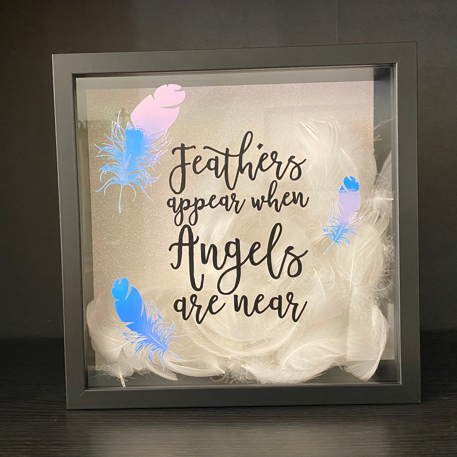 Angels Shadow Box / Feather Shadow Box / Plumas / Ángeles / Etsy