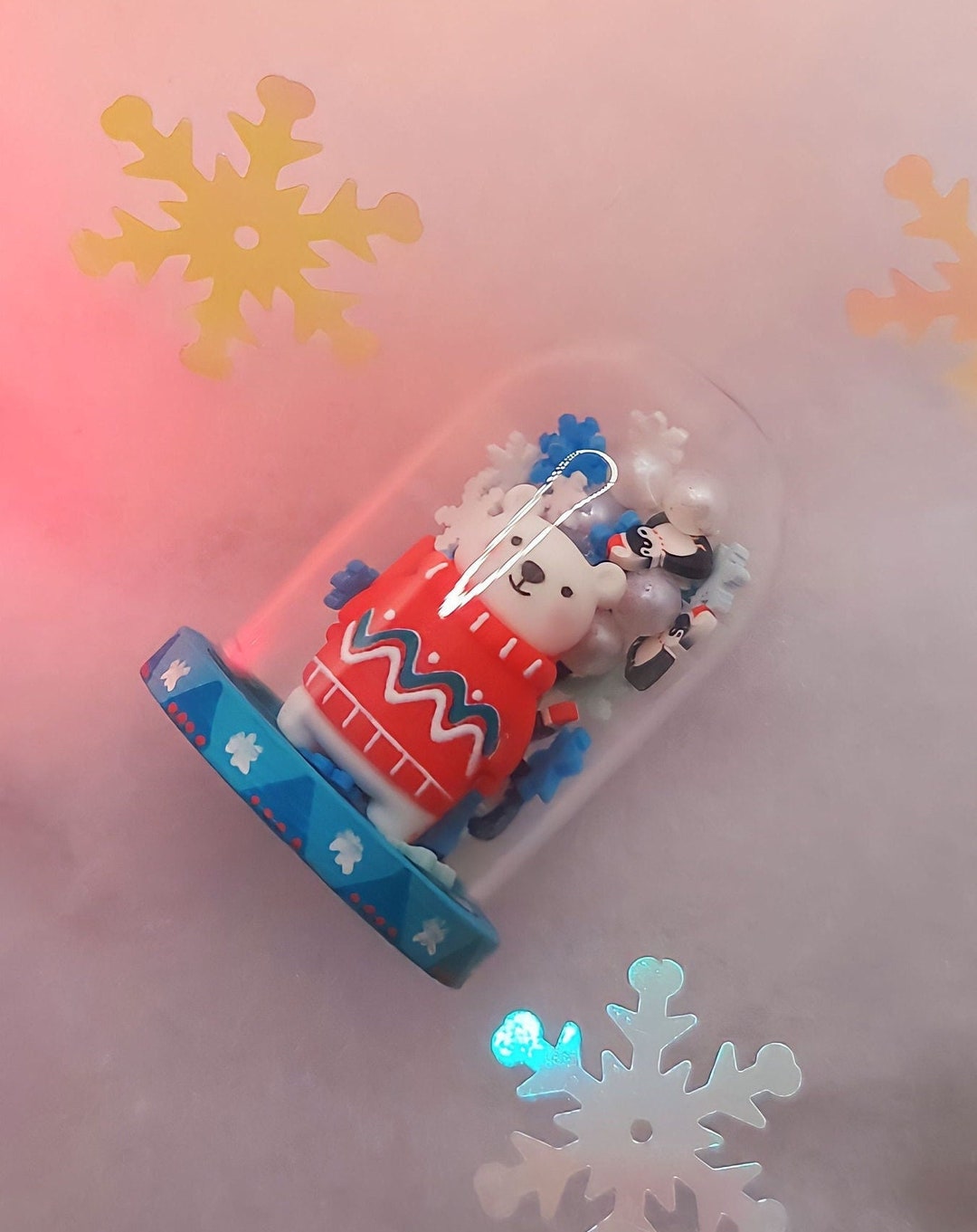 Adorable Blue Polar Bear Mini Snow Globe With Charm - Cute Christmas ...