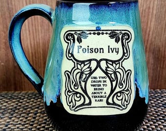 Tall Black and turquoise "Poison Ivy" mug