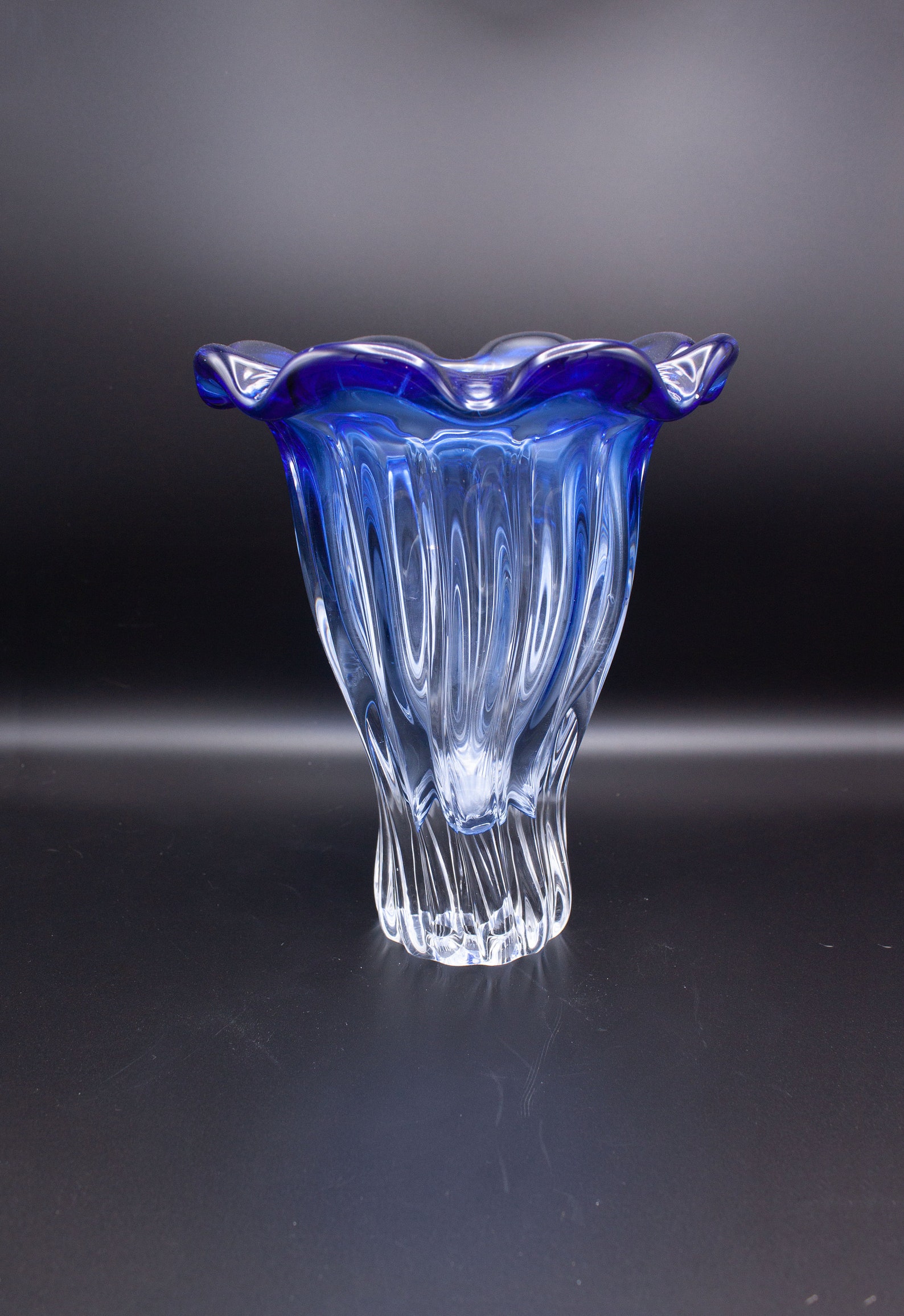 Vintage Royal Gallery Cobalt Blue to Clear 9 inch tall Vase | Etsy