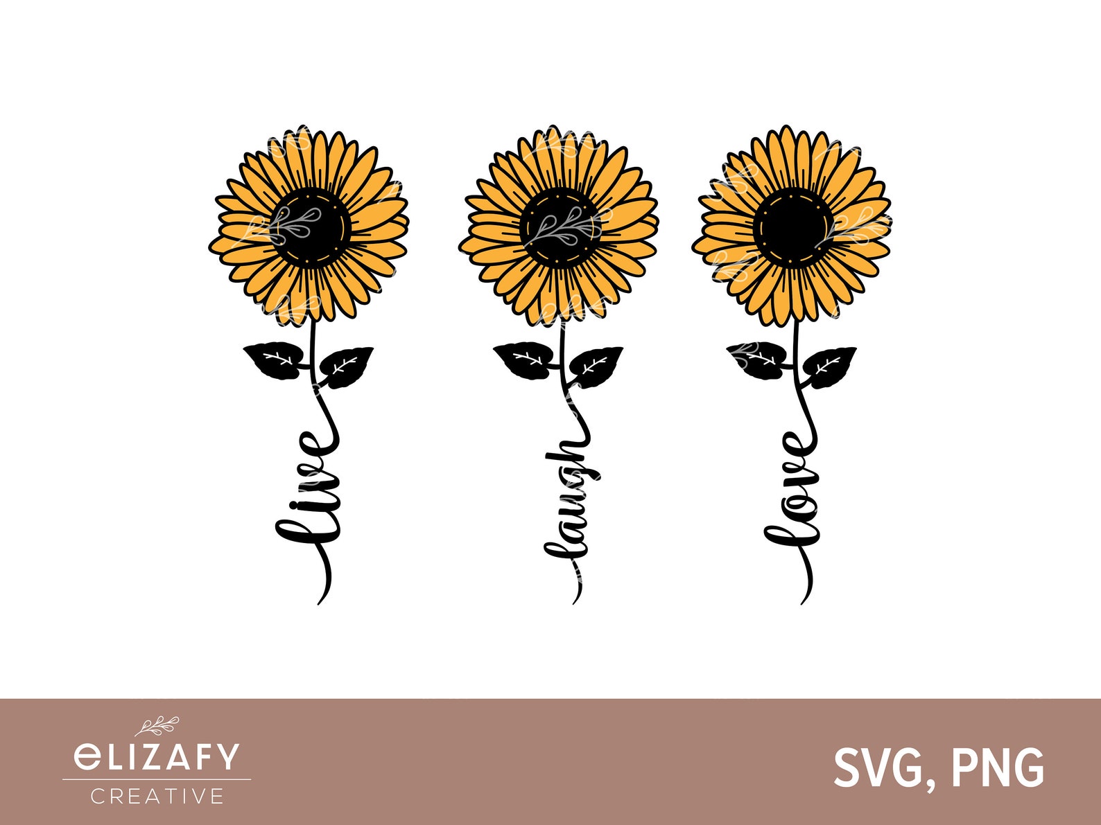 Flowers With Words SVG Flowers With Stem SVG Cursive Sunflower SVG
