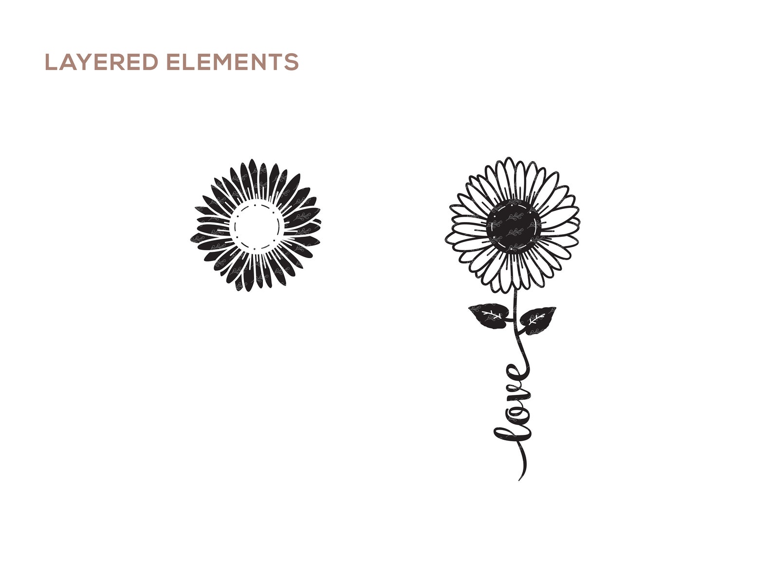 Flowers With Words SVG Flowers With Stem SVG Cursive Sunflower SVG