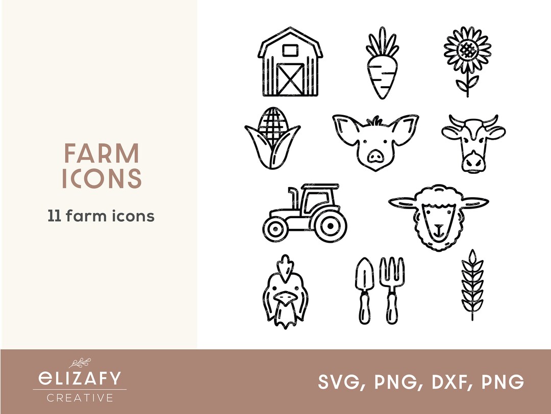 Farm Icons SVG Bundle | Icon Set SVG | Instagram Icons SVG | Farmers ...