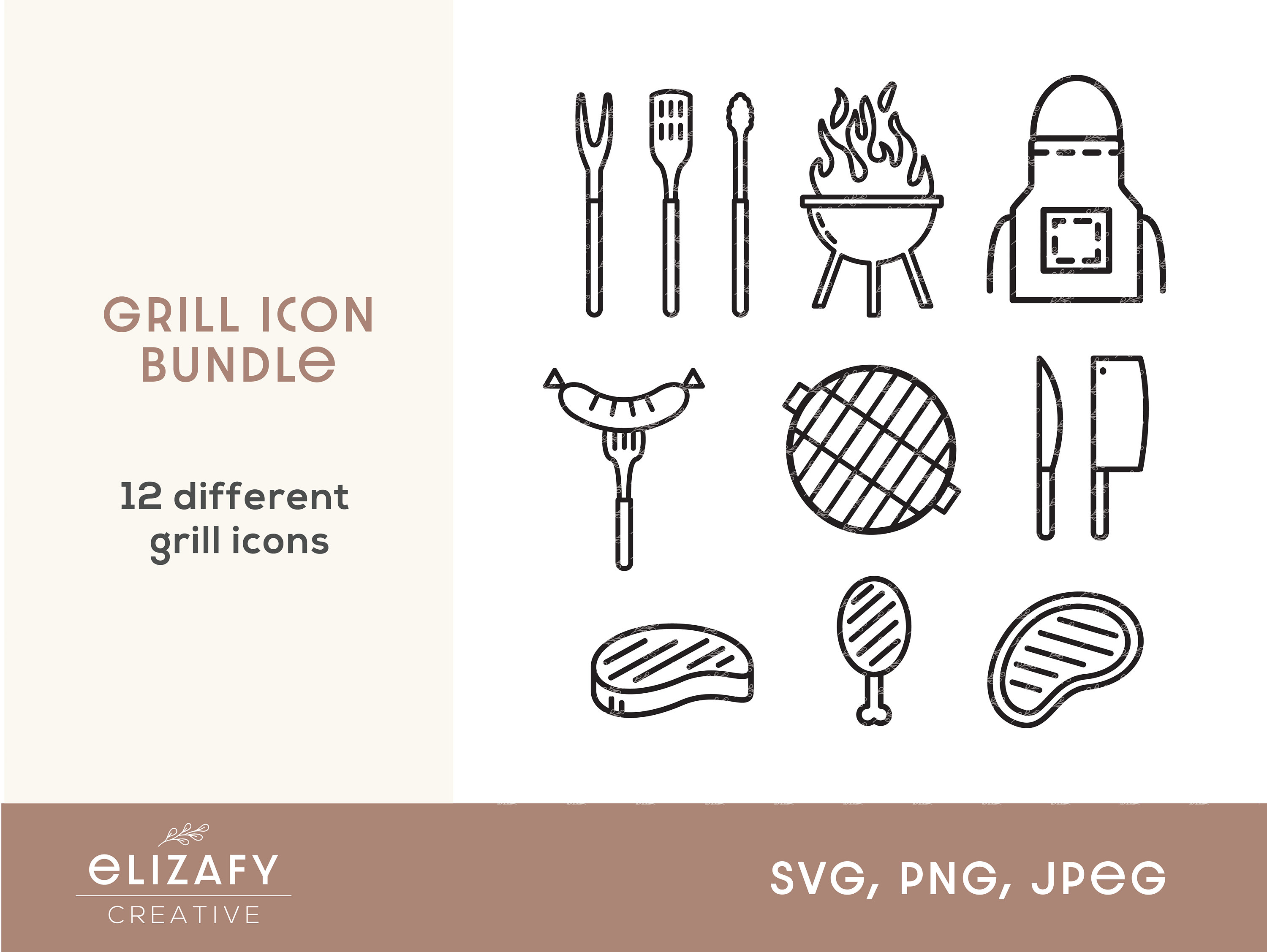 Grill Icons SVG Bundle Grillen Icon Set SVG BBQ Grill Etsy.de