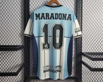 Vintage Shirt Soccer Tribute Legend Player Jersey Maradona Era Retro Soccer Memorabilia