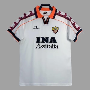 Jersey Soccer Retro Colletion Roma City 98 White Italy Fans Soccer Edition