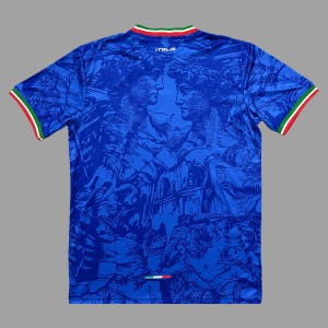Maillot De Foot Vintage Italie - Taille L - Bleu - Manches Courtes - Neuf Avec Flocage