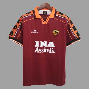 Jersey Soccer Retro Colletion Roma City 98 Italy Fans Soccer Edition Home Red Custom Name Gift