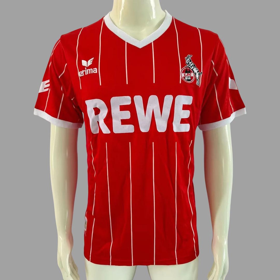 Retro FC Köln Jersey: Erima Red White Pinstripe German
