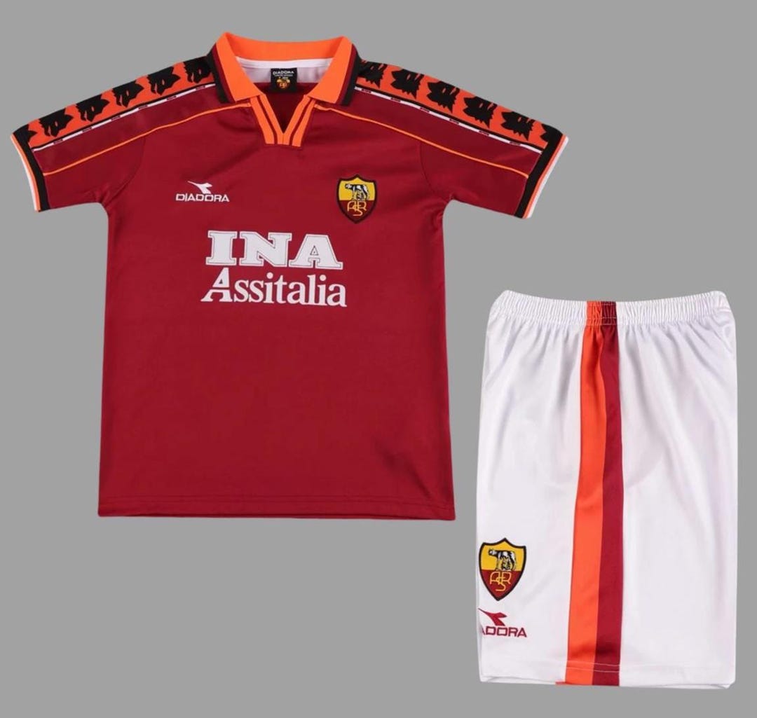 Kids Retro Soccer Jersey: Roma 98 Red, Custom Name & Number - Etsy