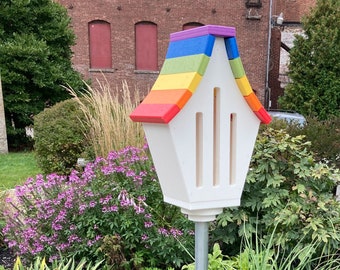 Butterfly House, White with Rainbow Roof