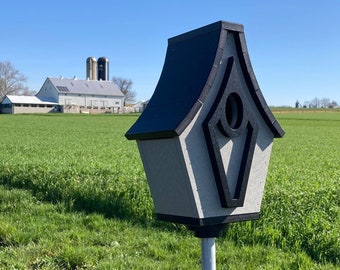 Bluebird House, Gray with Black Roof