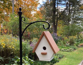 Classic Wren Poly Birdhouse, White with Cedar Roof