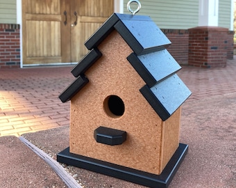 Traditional Eco-Friendly Birdhouse, Cedar with Black Roof